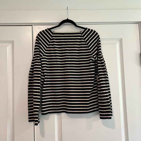 Madewell Women's Crewneck Bell Sleeve‎ Black White Stripes Size XS - Picture 5 of 7